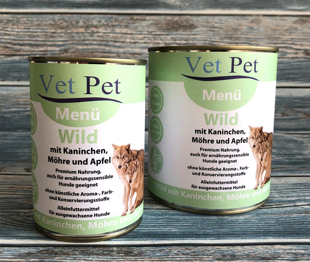 Vet Pet getreidefreies Nassfutter für Hunde mit Wild